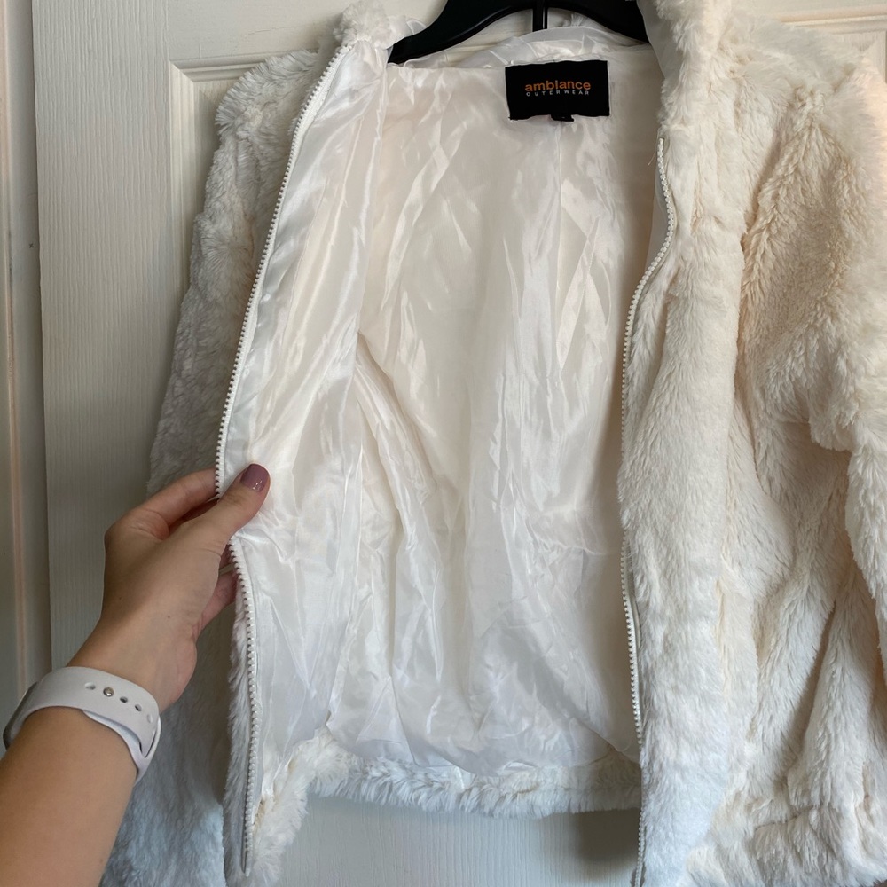 Fuzzy White Jacket with Hood